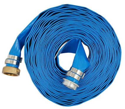 Tuyau industriel plat de 50FT - Tuyau de vidange - Tuyau de pompier - Tuyau de rinçage pour piscines - Tuyau de vidange de pompe à eau agricole pour le raccordement aux pompes submersibles (2, 2)