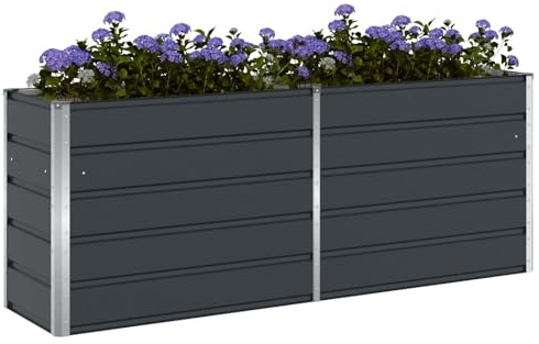 vidaXL Pflanzkübel Anthrazit 480 x 50 x 45 cm Verzinkter Stahl, Garten und Terrasse, industrielles Design, langlebige Materialien, Gartenmöbel, umweltfreundliche Optionen, Moderne Ästhetik