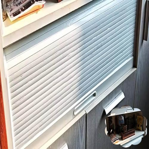 Accordion Door Tambour Door Kit Pantry Cabinet Roll Up Doors, Sliding Pull-Down Gate Small Spaces, ABS Shutter Appliance Cupboard Storage Door with Handle(18x35in (46x89cm))