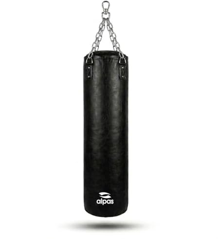 Alpas Boxsack 120cm - robust & langlebig | Sandsack in Profiqualität I 4-Punkt Stahlkette für Boxen, Kickboxen, MMA, Muay Thai und weitere Kampfsportarten I Kunstleder