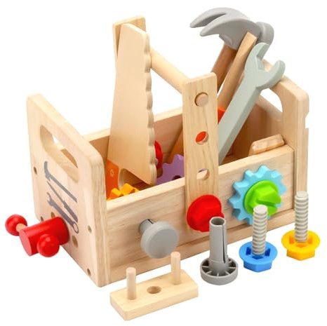 Wooden Building Toy Interactive Carpenter Role for Play Repairing Toy for W / Gear Simulation Tool Kit Boy Gi Kids Toolbox Set for Boys with Real Tools Kids Toolbox Playset Kit with Tools Real Set