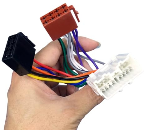 Lagomloot Autoradio-Kabelbaum-Adapter für Mitsubishi 1995–2006, 16-polige ISO-Buchse auf Fahrzeug-Strom-Stereo-Stecker, schnell installierbarer ABS-Drahtkonverter