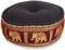 livasia Meditationskissen mit Thaiseide - Ø 45x15cm - Yogakissen Kapok, Pouf, Bodenkissen für Yoga und Zen Meditation, Sitzkissen für Garten Balkon, Zafukissen (Dunkelbraun/Hellbraun/Elefanten Seide)
