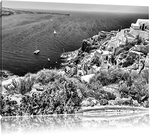 Pixxprint Griechische Küste, Größe: 60x40cm, Leinwandbild, fertig gespannt, Wandbild, Dekoration, Kunstdruck, kein Poster