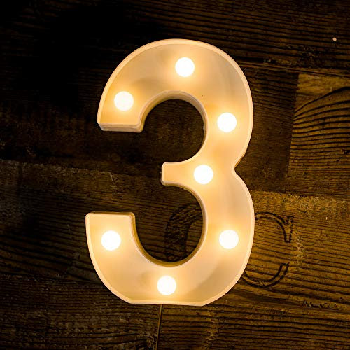 Foaky LED Light up Numbers Sign Marquee Numbers Sign for Night Light Table Decorations for Birthday Party (3)