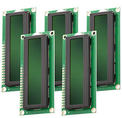 AZDelivery 5 x HD44780 1602 Modulo Pantalla LCD Display 2x16 Caracteres con Fondo Verde y Caracteres Negros Compatible con Arduino y Raspberry Pi con E-Book Incluido!