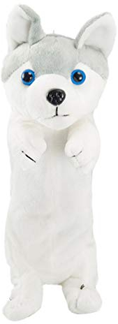NUOBESTY Plüsch Federmäppchen Hundemotiv - Niedlicher Weißer Husky - 20Cm Stifthalter Schreibwaren Organizer Für Kinder Und Studenten