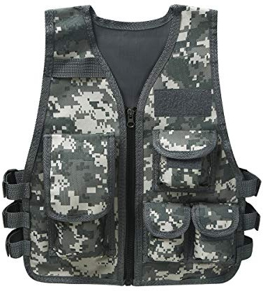 Freebily Enfant Camouflage Gilet Tactique Veste avec Multi-Poches | Mode Garçon Gilet pour Chasse/Camping/Jeu CS Sweat T-Shirt Pulls Gilets Militaire Style