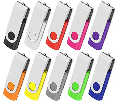 Cle USB 4GB Clé USB 2.0 Lot de 10 Mémoire Stick Lecteur USB Flash Drive Stockage Rotation Disque Pendrive pour Ordinateur Portable/PC/Voiture (10 Couleurs)