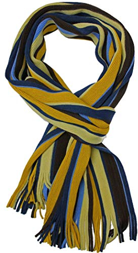 Herrenschal Wollschal Strickschal Winterschal Damenschal Streifen 190 x 26 cm, gelb braun