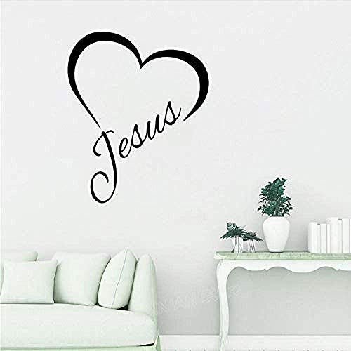 Wandaufkleber Große Jesus Herz Wandtattoo Schlafzimmer Büro Jesus Gott Bibel Vers Zitat Wandaufkleber Vinyl Kinderzimmer Home Decor 56X47Cm