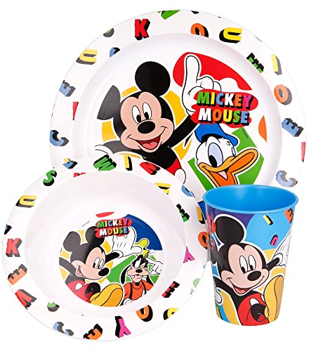 Stor8412497501496Niños Micro Vajilla 3-Piezas Juego, Mickey Cool Verano