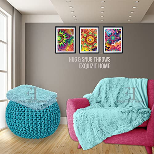 EXQUIZIT HOME Luxuriöse Kuscheldecke, flauschiges Kunstfell, Sherpa-Teddy-Fleece, wendbar, für Sofa, Bett, superweich, warm und gemütlich, Überwurf, zartes Ei, ca. 150 x 200 cm