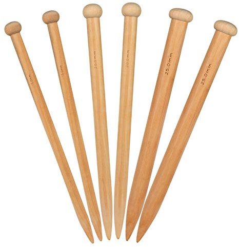 Coopay Ferri da Maglia in Legno, 3 paia Ferri da Maglia Grandi 15 mm, 20 mm, 25 mm, per Filati Spessi, Coperte, Tappeti, Sciarpe e Grandi Progetti di Lavoro a Maglia, Ferri da Maglia da 35cm