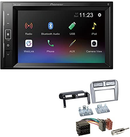 Pioneer DMH-A240BT 2-DIN Autoradio Bluetooth USB passend für FIAT Grande Punto 2005-2010 anthrazit metallic