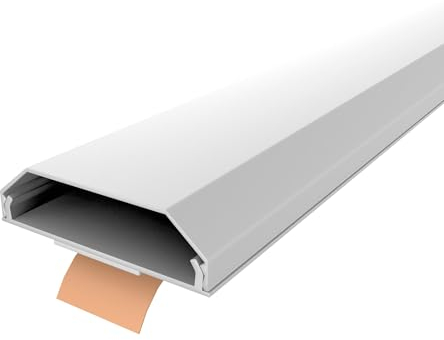 Onpira® Aluminium Kabelkanal in 5 Farben – TV-Kabelkanal selbstklebend oder zum Schrauben – für Wand & Boden – saubere Kabelführung im Innen- & Außenbereich (50x1100mm, Weiß Selbstklebend: ja)