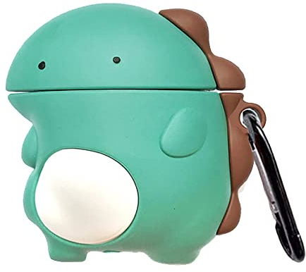 ZOSTLAND Kabellose Kopfhörer-Hülle, schönes Tier-Design, weich, tragbar, Silikon, stoßfest, kompatibel mit Apple AirPods 2 und 1, AirPod-Ladestation, (Dinosauriergrün, AirPods 2 & 1)