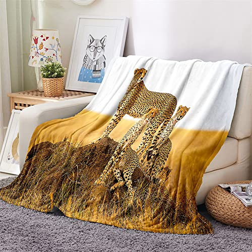 FANSU Kuscheldecke Flauschig Flanell Decke, Microfaser Tier Drucken Weich Warm Plüsch Fleecedecke Sofadecke Couchdecke Wohndecke Bettdecke Tagesdecke (Leopard,150x180cm)