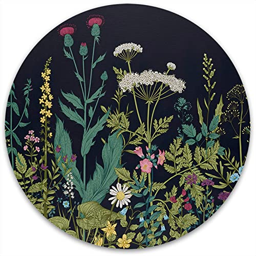 Atufsuat Mouse Pad, Premium-Textured Small Round Mousepad 7.9 x 7.9 Inch, Cute Mouse pad for Wireless Mouse, Waterproof Non-Slip Rubber Base Mouse Mat for Laptop PC Office Women Kids, Daisy Flower