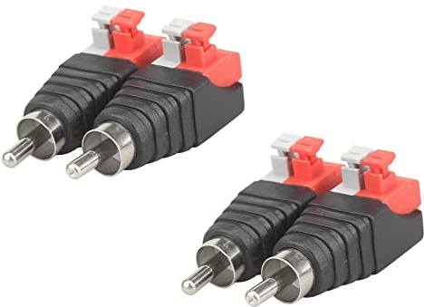 Cerioll RCA Stecker/Buchse zu AV 2 Schraubklemme Video Audio Feder Presse Typ Balun, Lautsprecher-Phono-Cinch-Stecker Auf Av 2-Schraubklemmen, RCA zu Lautsprecher Kabel Adapter