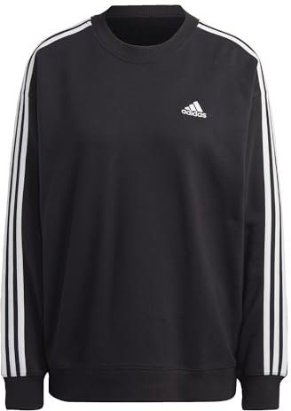 adidas Donna Essentials 3-Stripes Sweatshirt, Black/White, S