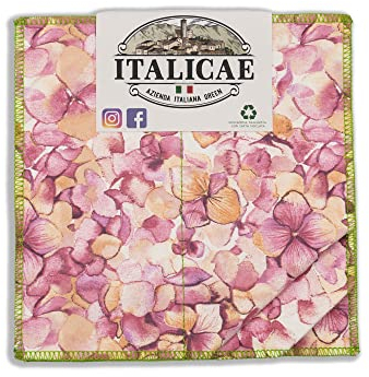 ITALICAE - spugne cucina MADE IN ITALY - spugnette piatti 3PZ fantasia fiori 20x20cm - Spugna piatti ecologica adatta anche al posto dei comuni strofinacci cucina spugna