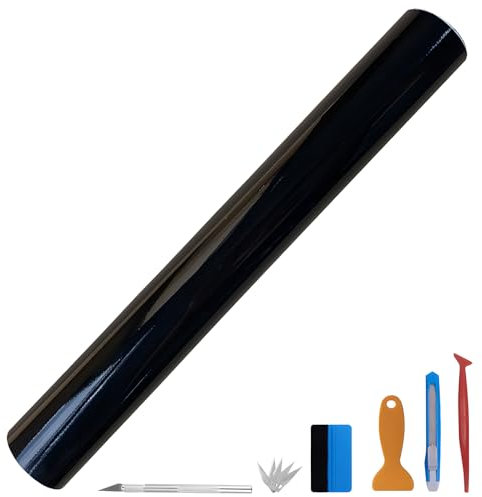 NewL Glanz Schwarz 150cm x 300cm Auto Folie Blasenfrei mit Luftkanälen für Auto Folierung und 3D bekleben in Matt Glanz und Carbon Autofolie