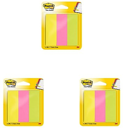 Post-it 671-3 Haftstreifen Page Marker breit, 25 x 76 mm, neonfarben, 3x100 Blatt (Packung mit 3)