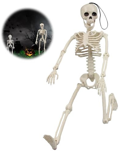 Halloween Skelett, Halloween Skelett Deko, Hängende Skelett Dekorationen, Halloween Skelette mit Beweglichen Gelenken, Halloween Menschliches Skelett für Halloween Dekoration Friedhof Szene Prop