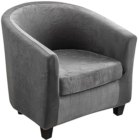 Meigeh Sesselbezug Samt Sesselschoner 2 Stück Sesselhusse Stretch Sesselüberwurf Schonbezüge Cocktailsessel für Tullsta Stuhl Dunkelgrau