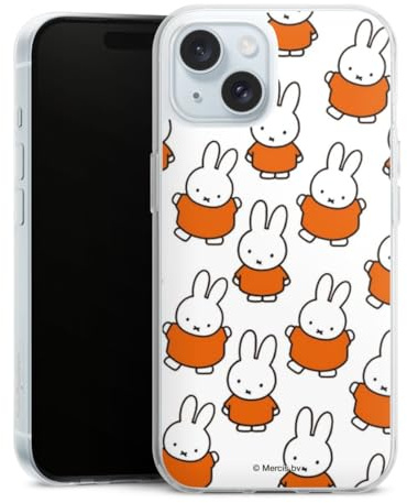 Silikon Hülle kompatibel mit Apple iPhone 15 Case transparent Handyhülle Muster Miffy Hase
