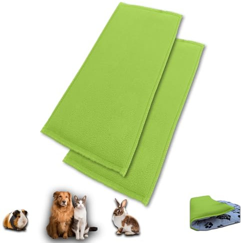 NEO SOLVO 2 Stück Fleece Spielplatzmatte für Meerschweinchen und Kaninchen - Alles in einem: eine Decke, EIN riesiger Tunnel, EIN Haus, EIN Kissen und EIN Bett - 60 cm x 120 cm - Grün