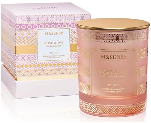 M&SENSE Bougie Rose Ivy, Bougies parfumées pour femmes, bougies de soja naturel à combustion lente de 45 heures 210g, bougies d'aromathérapie de luxe pour soulager le stress, décoration d'intérieur