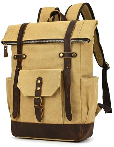 Vintage Zaino Zainetto Sacchetto Tela porta PC Borsa da scuola Uomo Donna Borsetta Zaino Lavoro Borsa da viaggio Campeggio Escursionismo Canvas Daypacks,marrone