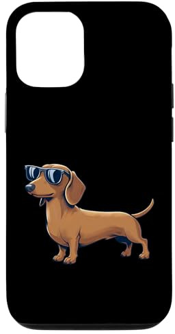 Carcasa para iPhone 14 Divertido diseño de perro salchicha con gafas de sol