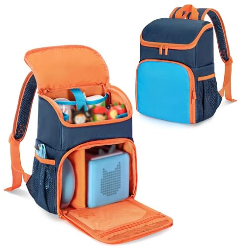LoDrid Backpack Compatible with Toniebox 2/1 for Audio Player Starter Set, Carrying Case with 3 Clear Pockets for Figures Display and Multiple Pockets for Charger Headphone, Blue, Bag Only