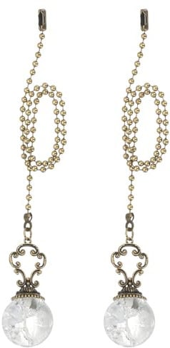 PATIKIL 15 Ceiling Fan Pull Chain, 2 Pcs Crystal Pull Chain Fan Connector Vintage Ceiling Fan Ornament Fan Chains Extender for Ceiling Light Lamp Fans, Clear (Ball)
