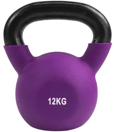 Kettlebell-Gewichte Wettkampf-Bodybuilding Für Frauen Kugelhantel, Fettverbrennung Für Zu Hause Aus Massivem Gusseisen Kugelgewicht, Rutschfester Griff(Purple-12kg)
