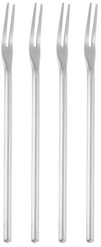 Sourcing Map 4 Pcs Pickle Fork, 6.3 Inch Olive Fork With Long Handle, Stainless Steel Cocktail Forks, 2-Tine for Dessert Fruit and Vegetable - Silver
