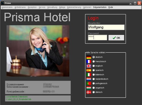 Prisma Software Hotelsoftware Hotelprogramm Prisma Hotel Hotelverwaltung Hotelreservierung Reservierungssoftware Zimmerverwaltung für Hotel Pensionen Ferienwohnung