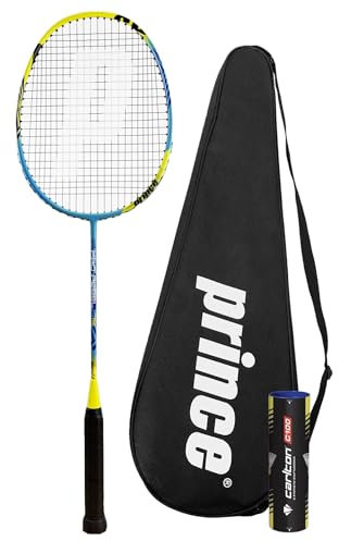 Racketworld Prince Pro Rebel Graphit-Badmintonschläger plus Federbälle und schützende Tragetasche