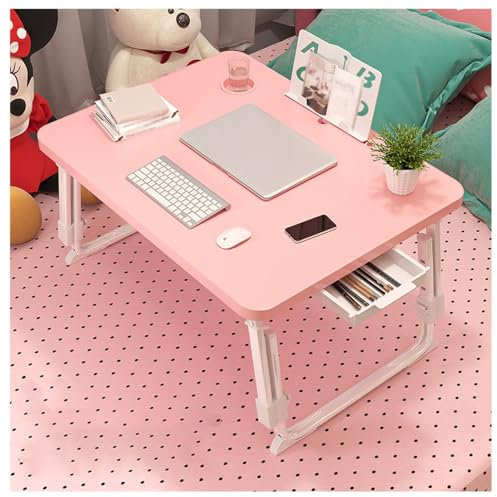 HOFUNTRE Klappbarer Lapdesk，Tragbarer Lapdesk Zum ，Vergrößerter Schreibtisch for Einfache Aufbewahrung, Design Mit Abgerundeten Ecken, Sicher Und Schön, Robust Und Verschleißfest(Pink upgrade,70cm/27.