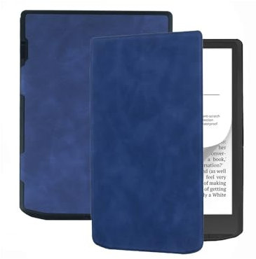 AKLiSa Étui de protection pour liseuse PocketBook InkPad 3 - En polyuréthane - Avec fonction veille/réveil (bleu foncé)