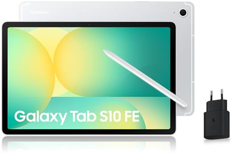 Samsung Galaxy Tab S10 FE, Tablette Android WiFi 10.9 128 Go, S Pen Inclus, Certification IP68, Argent, Chargeur Secteur Rapide 25W Inclus, Version FR