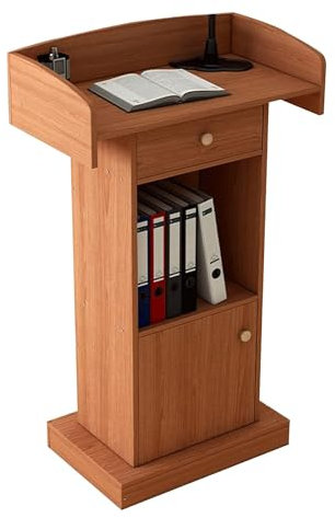 SGKOMN Tragbares Stehpult mit offenem Stauraum und Schublade für Kirchen. Einfaches Design für Laptop-Schreibtisch. Ideales Rednerpult für Präsentationen.