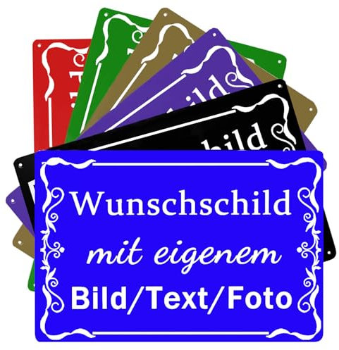 CCZUIML Blech-Schild Selbst Gestalten,Wunschtext Schild Personalisiert,Schilder Selbst Gestalten mit Text/Name/Bild/Logo/Schrift Für Garage,Hotel,Parkplatz,Schule,Carport,Firma,Garten, Wohnadress