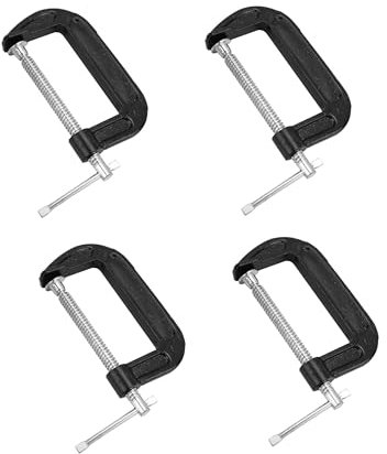 4 Pack 3 Inch C Clamp, Heavy Duty Steel C Clamps Set, Black Industrial Strength C Clamp for Woodworking, Welding, Building, Metal Workpiece