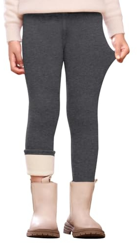 Kfnire Thermoleggings Mädchen Leggings Gefüttert Winter mit Flauschigem Futter Warm Weich Elastisch Gr.110-150