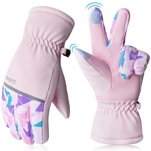 GoSkala Gant Enfant Hiver d’Hiver Tactiles Thermiques Imperméables XL Rose