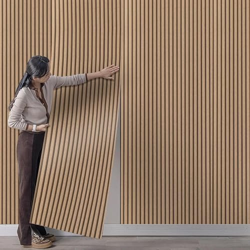 Aafan 3D Effect Waterproof Wood Wallpaper, Natural Brown Wooden Panel Effect Mural, Realistic Timber Feature Wall Covering for Living Room, Bedroom, Hallway, Office (Natural Brown, ONE ROLL)